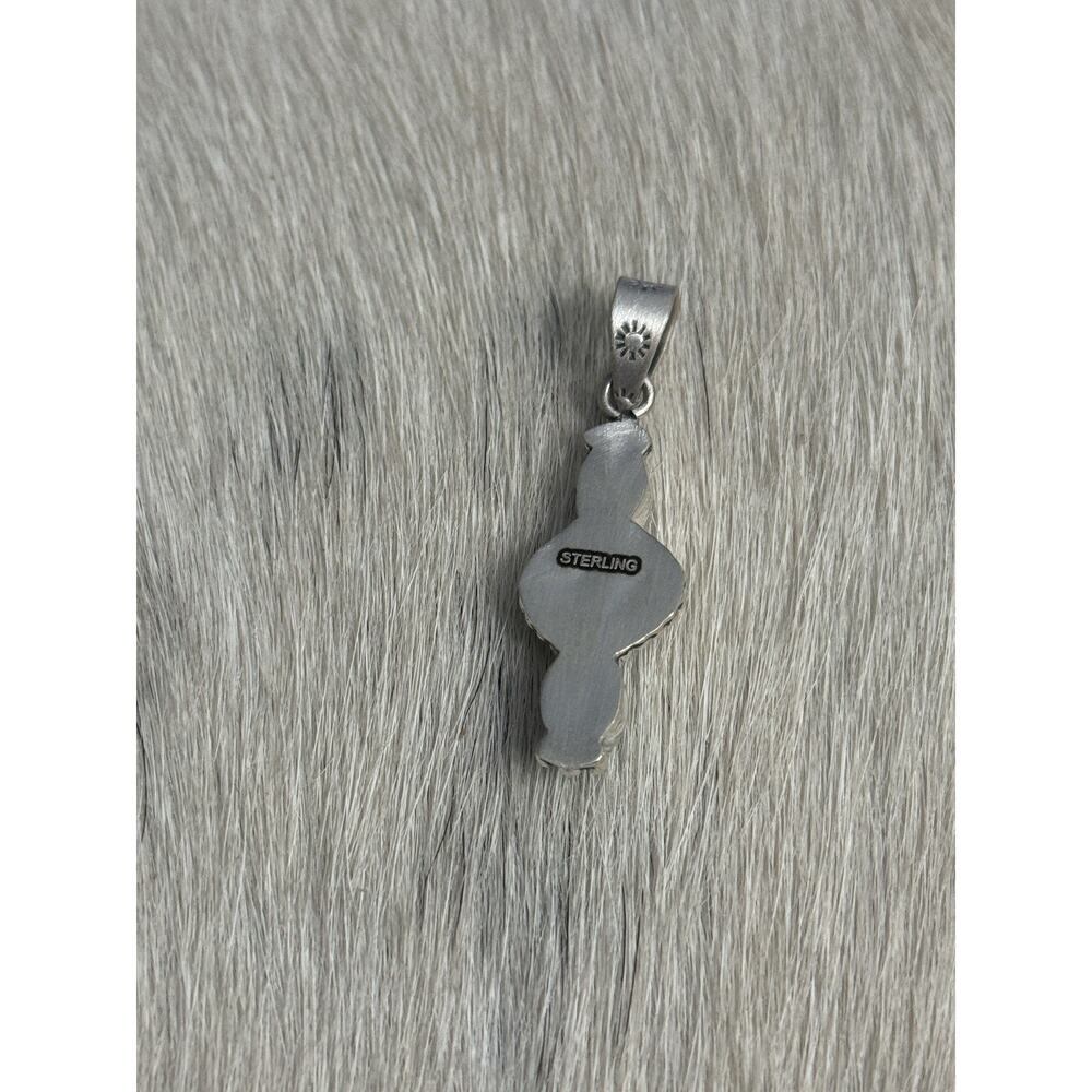 Sterling Silver Blue Green Sonoran Gold Turquoise 3 Stone Pendant 925 Stamp Bail - Picture 5 of 8